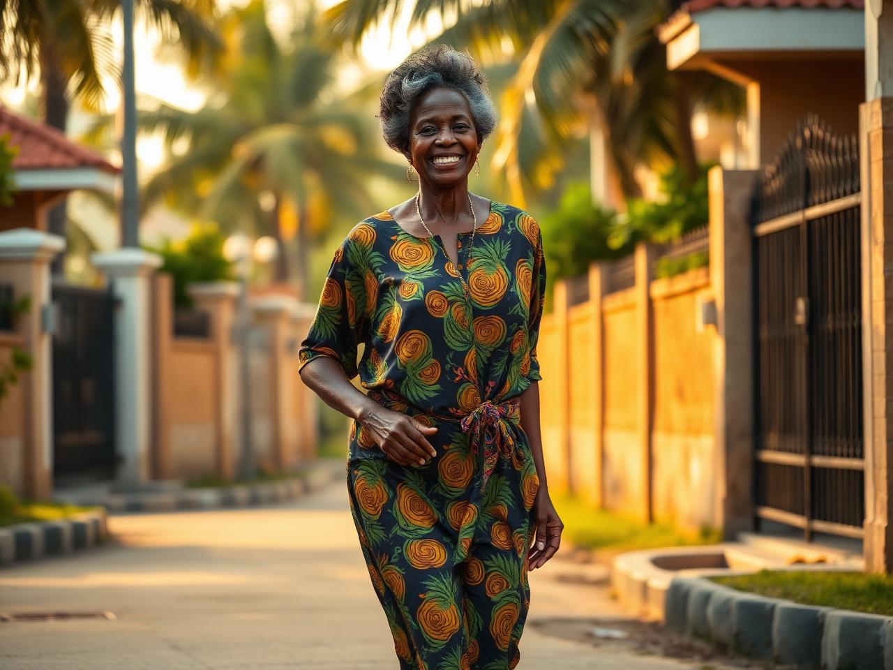 A healthy woman walking outdoors in the morning