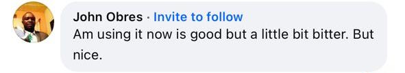 Facebook comment from John Obres: Using it now, it's good.