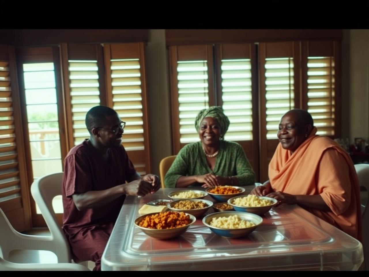 An African family sharing a meal at home